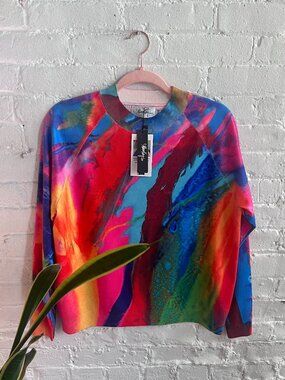 *NWT* ALANA KAY | Womens Colorful Watercolor TieDye Lightweight Crewneck Sweater